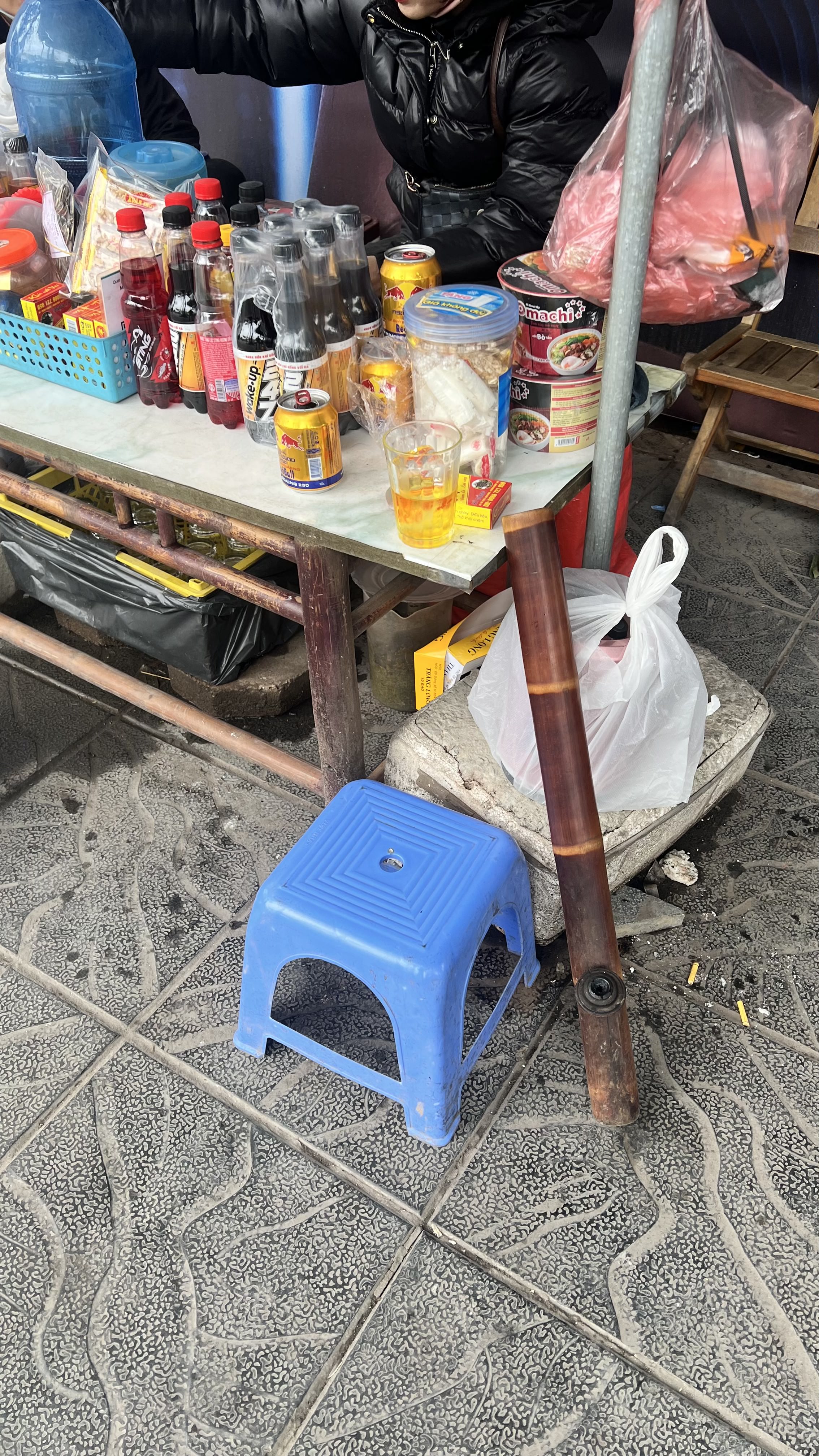 a pipe and a glass of tea